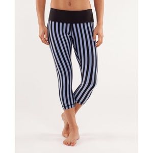 Lululemon Wunder Under Crop Sea Stripe Black Sz 6